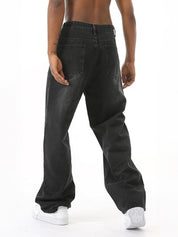 American retro gradient loose wide-leg jeans