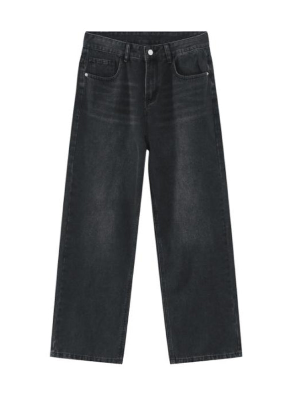 American retro gradient loose wide-leg jeans