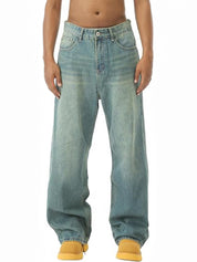 American retro gradient loose wide-leg jeans