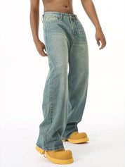 American retro gradient loose wide-leg jeans