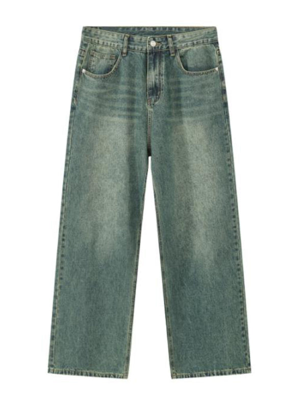 American retro gradient loose wide-leg jeans