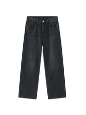 American retro gradient loose wide-leg jeans