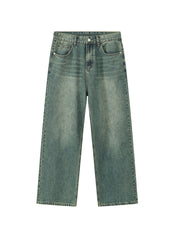 American retro gradient loose wide-leg jeans