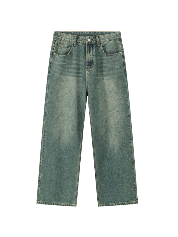 American retro gradient loose wide-leg jeans