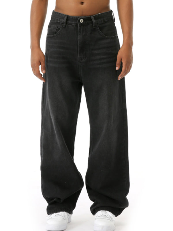 American retro gradient loose wide-leg jeans