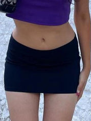 Solid Color Stretch Micro Mini Skirt
