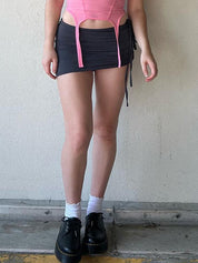 Solid Color Stretch Micro Mini Skirt