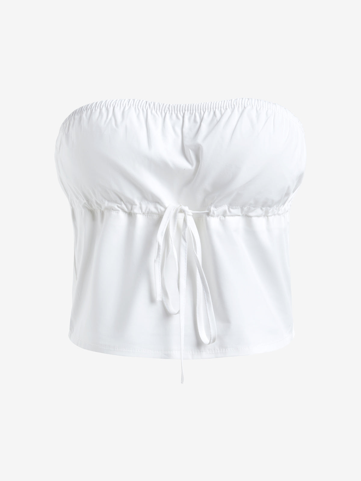 White Lace Up Bandeau Top