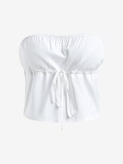 White Lace Up Bandeau Top