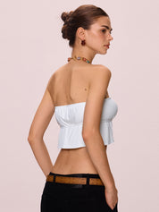 White Lace Up Bandeau Top