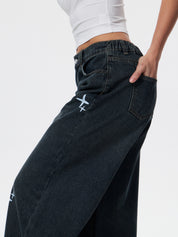 Vintage Blue Star Print 90s Boyfriend Jeans