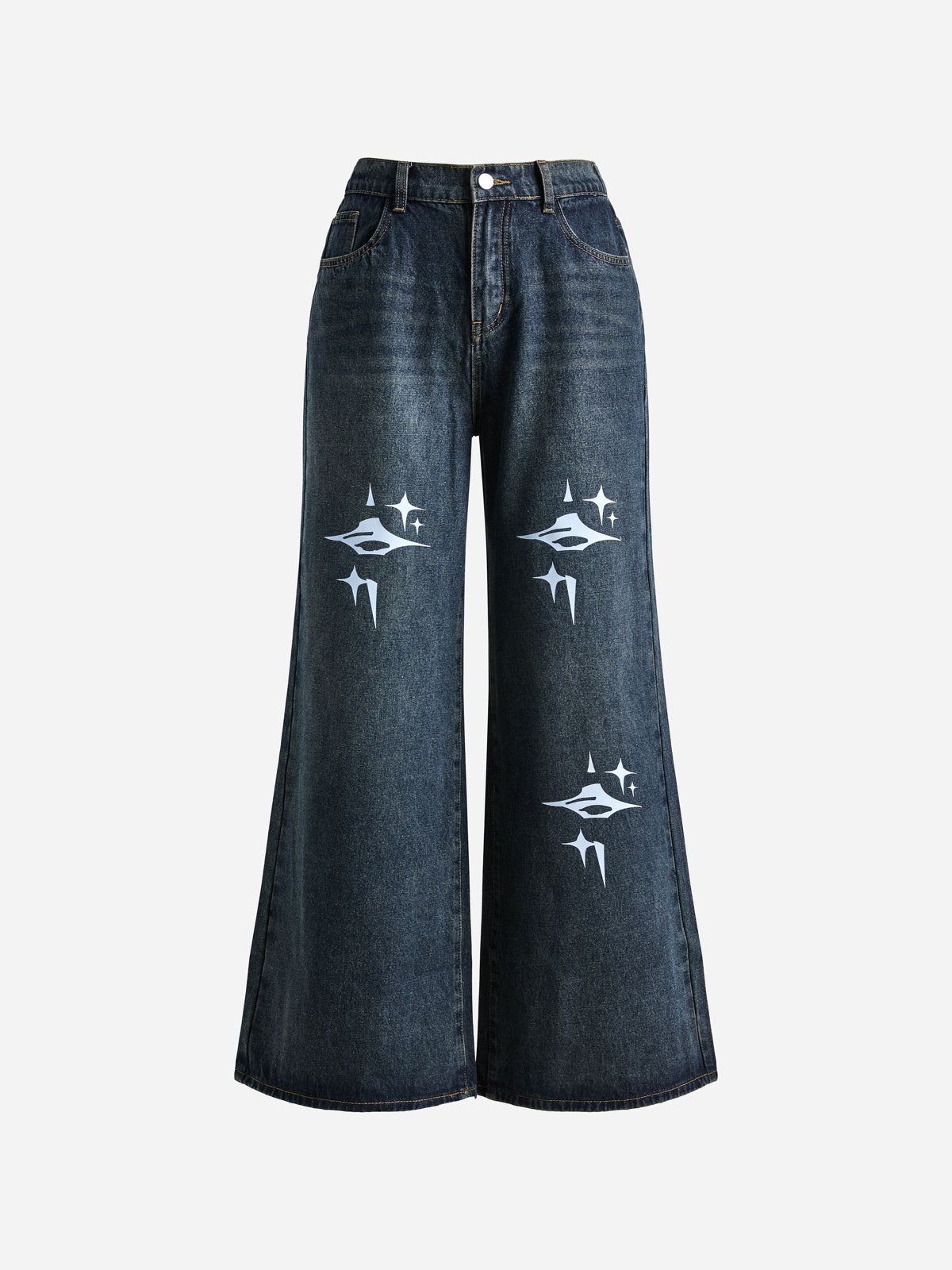 Vintage Blue 90s Print Boyfriend Jeans
