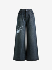 Vintage Blue 90s Print Boyfriend Jeans