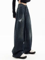 Vintage Blue 90s Print Boyfriend Jeans
