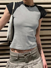 Contrast Raglan Slim Short Sleeve Tee