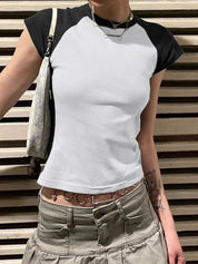 Contrast Raglan Slim Short Sleeve Tee
