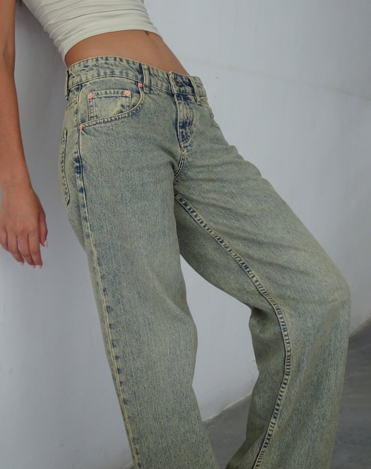 Low Rise Heavy Wash Jeans