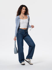 Low Rise Heavy Wash Jeans