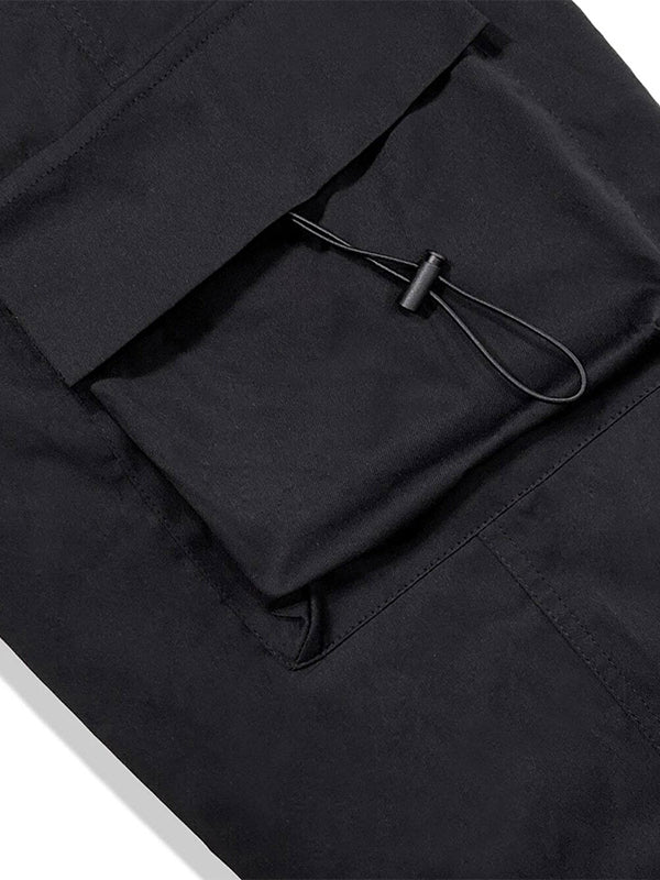 Men's High Waist Wide Leg Casual Cuffed Cargo Pants