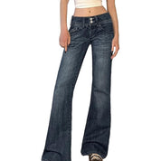 Double Breasted Low Rise Bootcut Jeans
