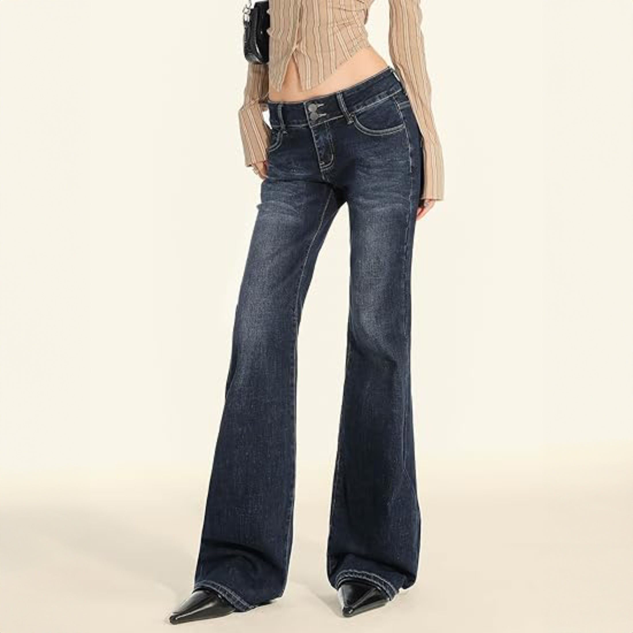 Double Breasted Low Rise Bootcut Jeans