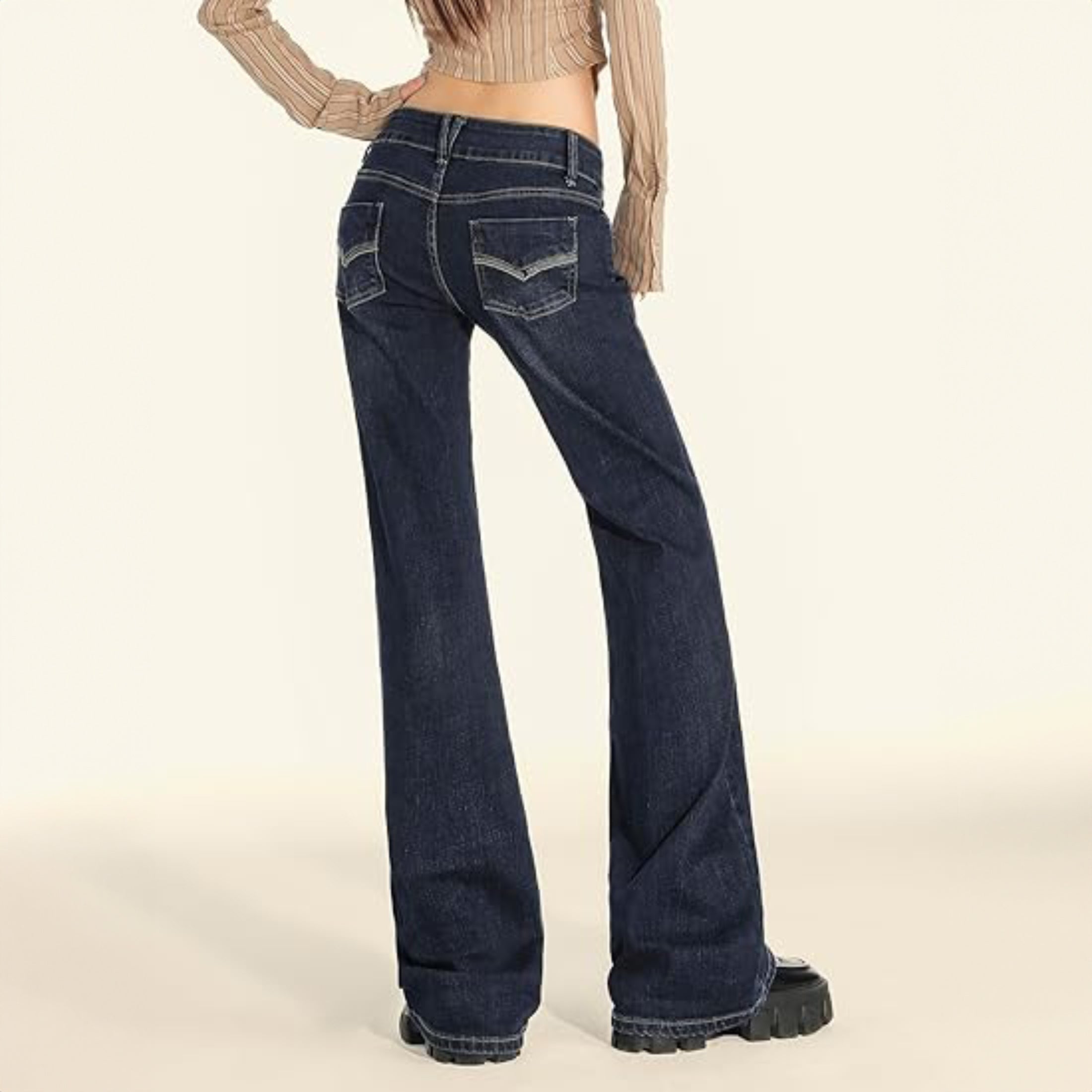 Double Breasted Low Rise Bootcut Jeans