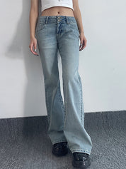Double Breasted Low Rise Bootcut Jeans