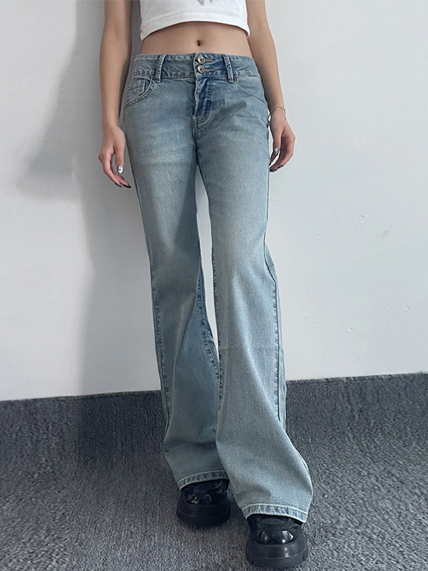 Double Breasted Low Rise Bootcut Jeans