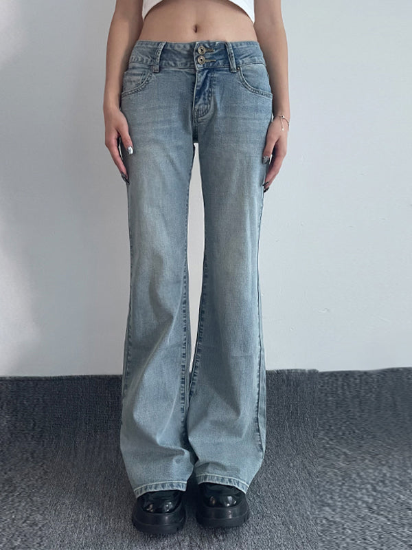 Double Breasted Low Rise Bootcut Jeans