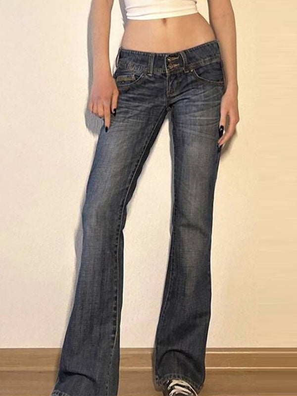 Double Breasted Low Rise Bootcut Jeans