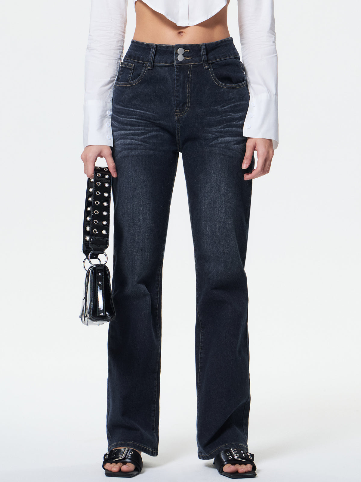 Double Breasted Low Rise Bootcut Jeans