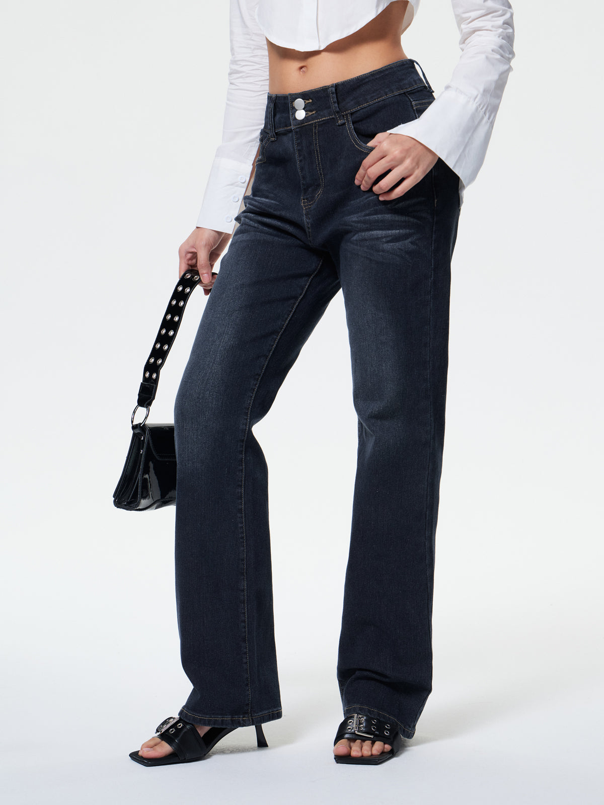 Double Breasted Low Rise Bootcut Jeans