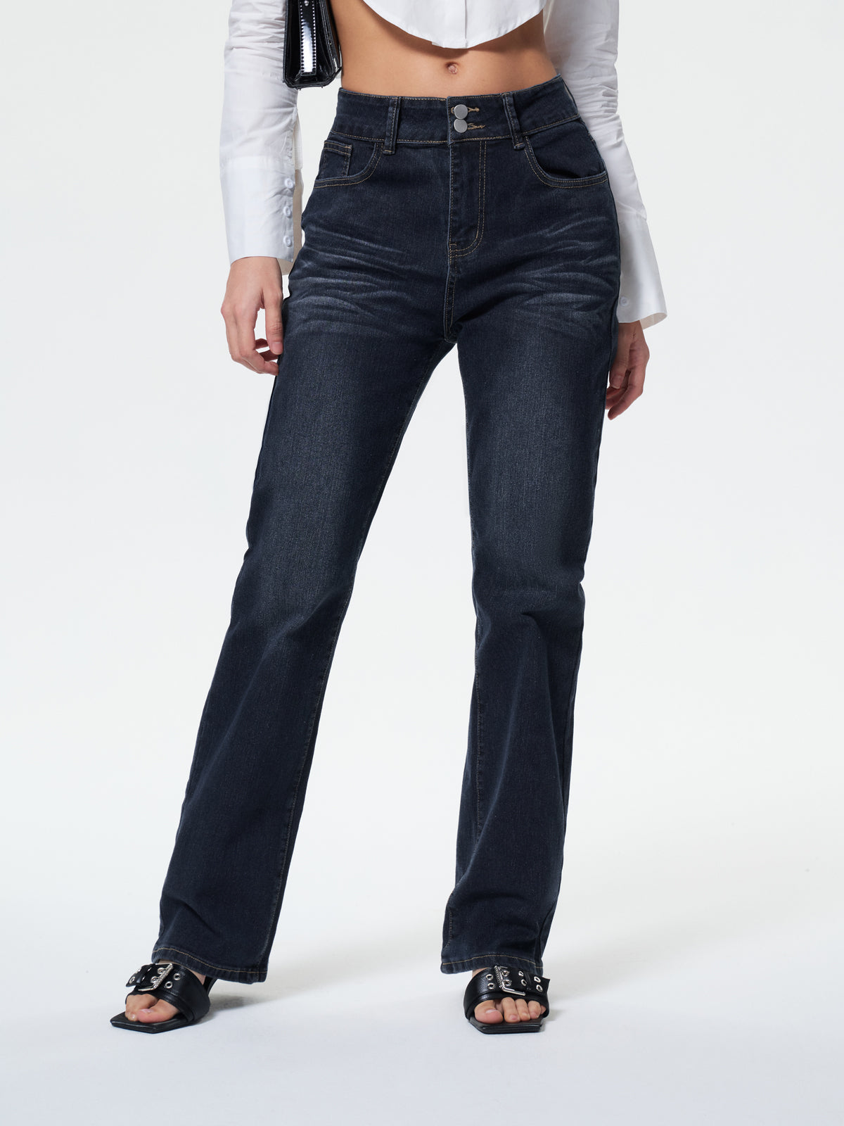 Double Breasted Low Rise Bootcut Jeans