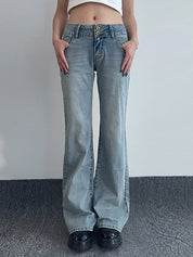 Double Breasted Low Rise Bootcut Jeans