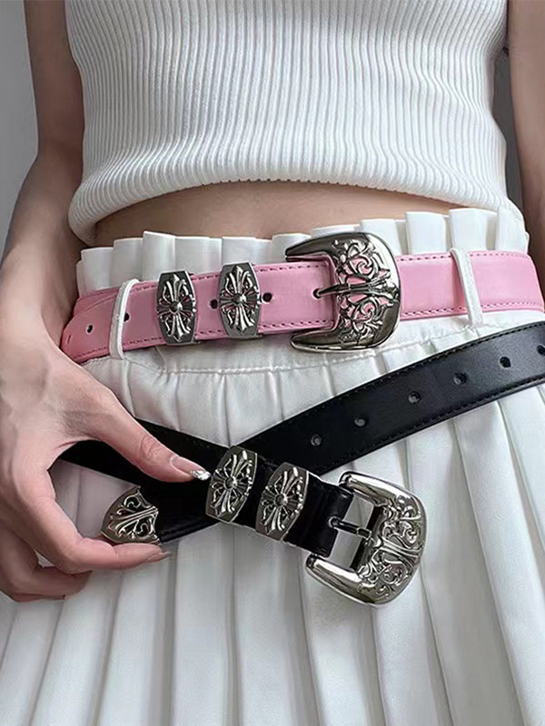 1pc Hollow carved cross buckle belt