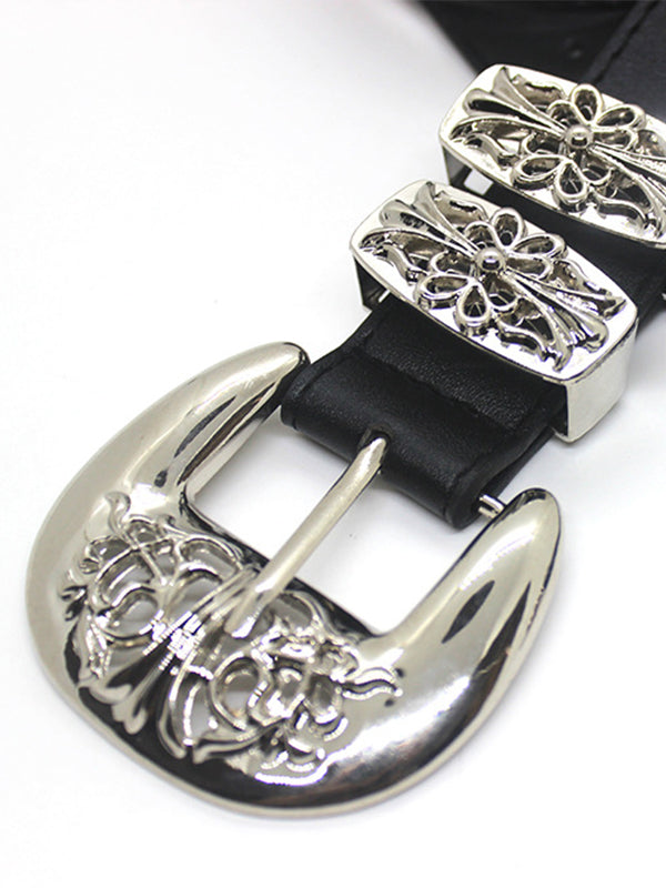 1pc Hollow carved cross buckle belt