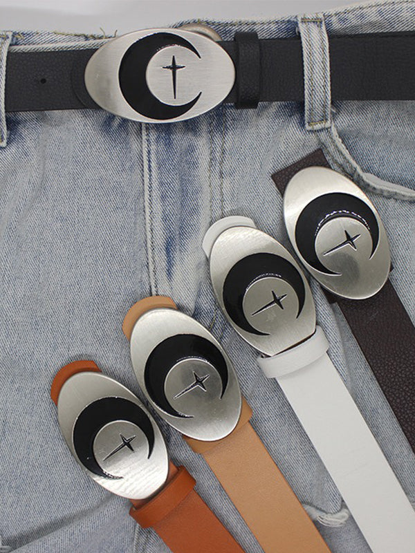 1pc Moon Metal Oval Moon Snap Button Belt