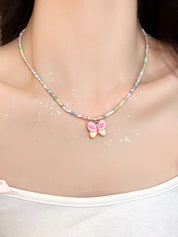 1pc Colorful Beaded Butterfly Necklace