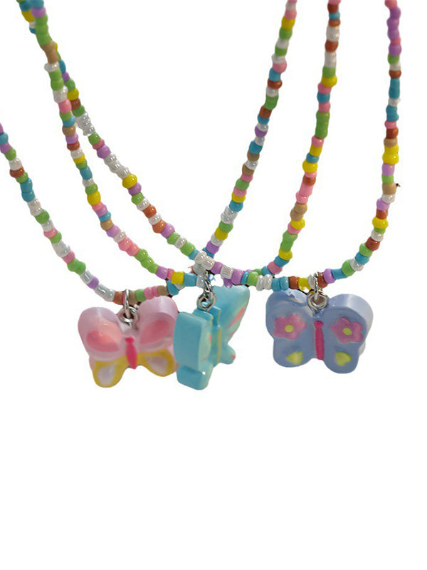1pc Colorful Beaded Butterfly Necklace
