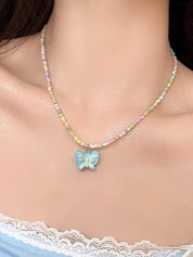 1pc Colorful Beaded Butterfly Necklace