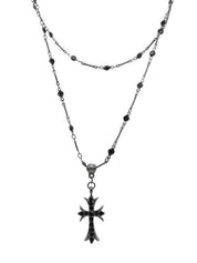 1pc Dark Zirconia Cross Beaded Necklace