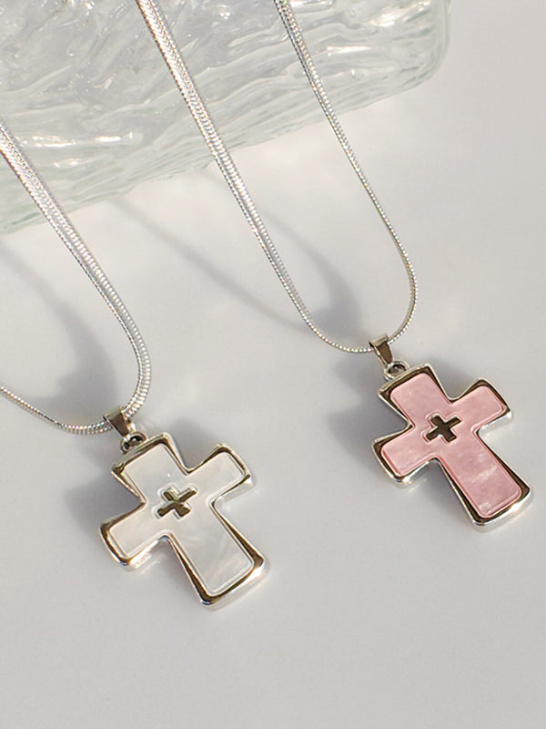 1pc Colorful Cross Pendant Necklace