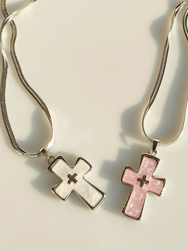 1pc Colorful Cross Pendant Necklace