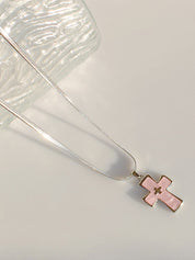 1pc Colorful Cross Pendant Necklace