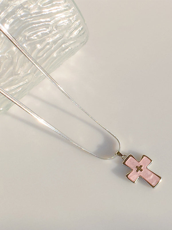 1pc Colorful Cross Pendant Necklace