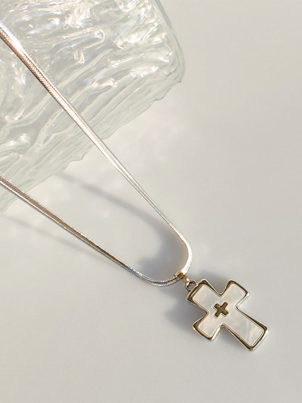 1pc Colorful Cross Pendant Necklace