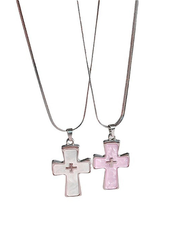1pc Colorful Cross Pendant Necklace