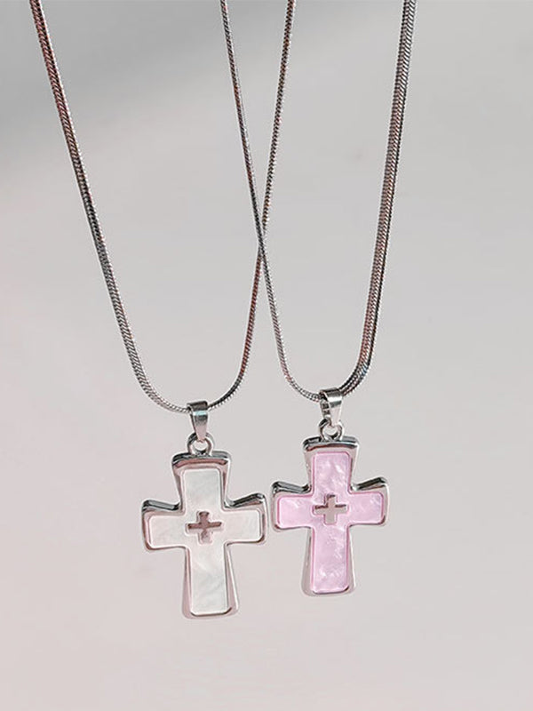 1pc Colorful Cross Pendant Necklace