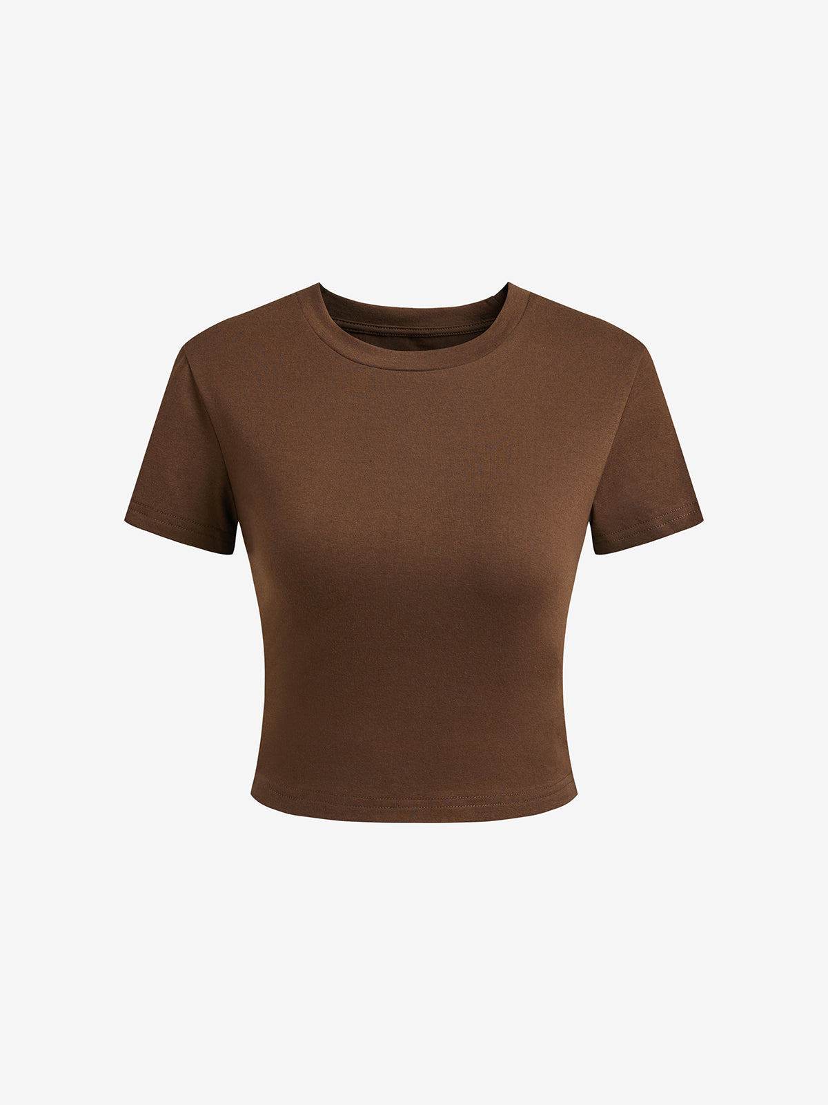 Solid Crew Neck Cropped Short Sleeve Tee