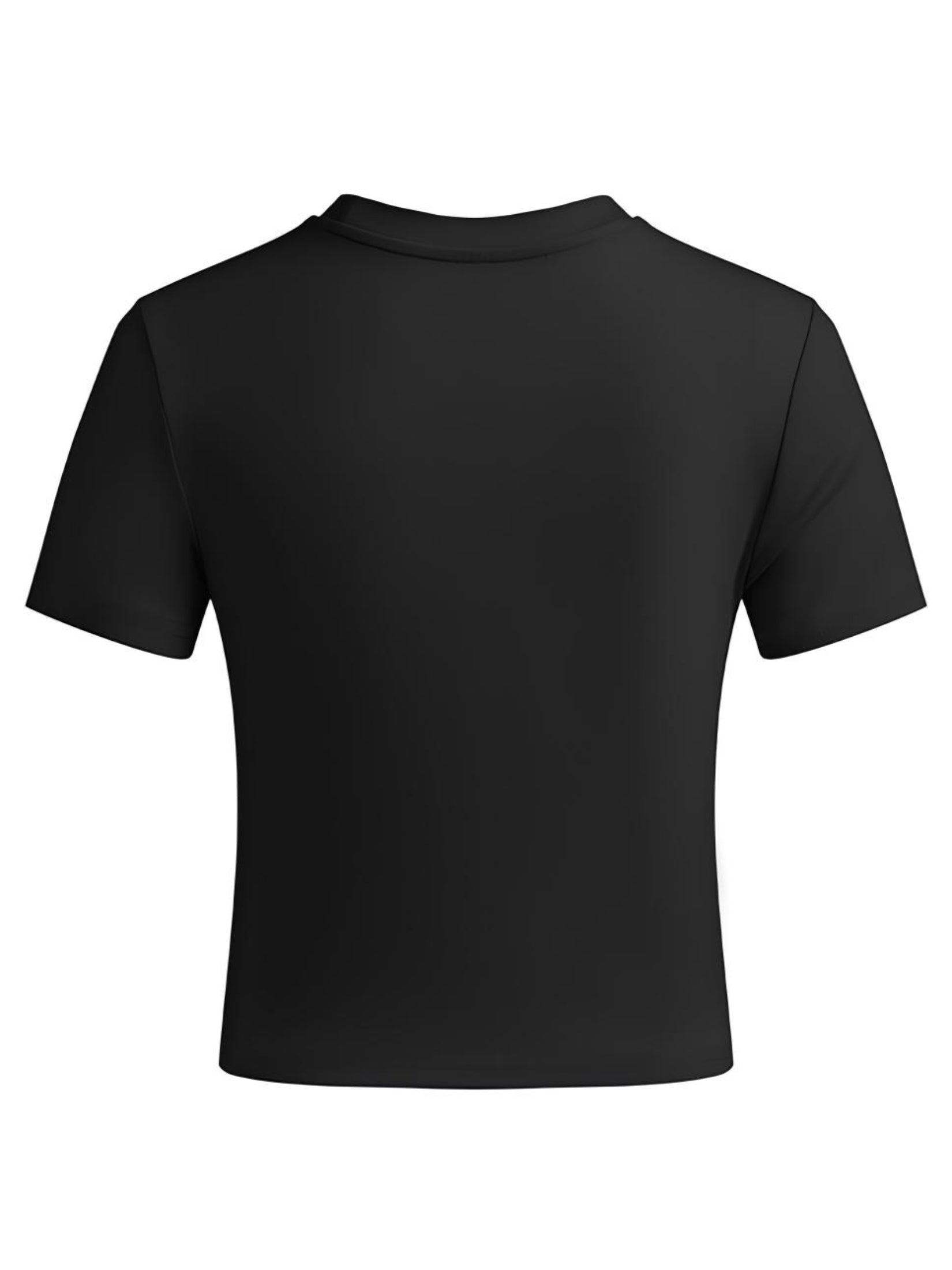 Solid Crew Neck Cropped Short Sleeve Tee